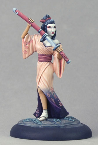 O-sayumi geisha-pathfinder reaper figurine miniature rpg rpg kimono fan 60191 
